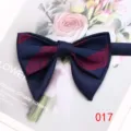Men's double layer bow tie retro dark blue with red textured pattern business party accessory - 017