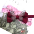 Solid color burgundy bow tie with elegant butterfly decoration for men and women banquet suit. - Color 007