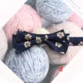 Pajarita de hombre doble capa azul oscuro motivo floral dorado boda novio elegante cuello - Estilo D