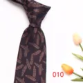 Men's business formal jacquard tie with stylish feather pattern for daily office wear. - Dark Color
