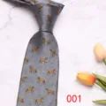 Corbata gris de hombre con patrón de caballo y textura de espiga para fiesta casual. - Gris (001)