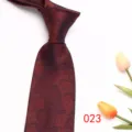 Dark Red Men's Tie Business Formal Jacquard Leaf Pattern Necktie for Daily Wedding Work - Dark Red