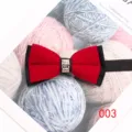 Farfallina rossa in velluto da uomo con bordo nero e fibbia metallica con strass festa. - Colore 003
