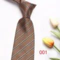 Classic brown striped men's necktie formal business suit wedding ceremony necktie. - 001
