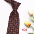 Brown floral mens necktie detail close up, elegant small print pattern formal wear tie. - Color 005