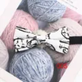 Farfallina in cotone con stampa di gatto in bianco e nero, accessorio elegante da uomo. - Colore 005
