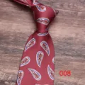 Men's wine red paisley necktie detail shot, classic floral pattern business casual neck tie. - Color 008