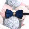 Farfallina in velluto blu navy per uomo matrimonio abito con fiore in cristallo metallo. - 011