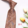 Brown floral pattern men tie detail view, elegant business formal necktie for wedding. - 011