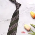 Men's dark green striped tie business retro fashion polyester silk necktie detail view - 8CM016