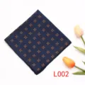 Pañuelo de bolsillo azul para hombre con motivo floral naranja para traje formal - L002