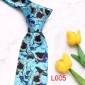 Mens fashion blue shark printed necktie for business and daily wear, stylish accessory. - L005