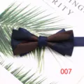 Detail shot of a stylish double-layer men's bow tie with blue and brown striped pattern. - Color 007