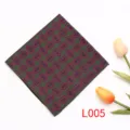 Vista detallada del pañuelo de bolsillo de seda con diseño retro verde para traje formal. - L005