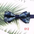 Detailed view of a stylish double layer blue floral men bow tie, perfect for weddings and events. - 012