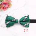 Green striped bow tie detail showing diamond pattern texture and fine fabric craftsmanship. - Color 011