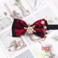 Elegante papillon rosso nero con spilla fiocco neve perla catena moda uomo festa - Stile 003
