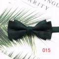 Dark green double layer men's bow tie with elegant leaf pattern for wedding and formal wear. - Color 015