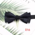 Men's double-layered bow tie featuring an elegant leaf jacquard pattern for formal wear. - Color 016
