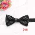 Classic mens black bow tie with white stripes, perfect for business and wedding suits. - Color 018