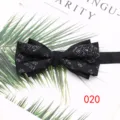 Pajarita negra multicapa para hombre con patrón plateado, elegante accesorio de camisa de boda. - Estilo 020