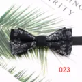Men's double layer black silver patterned bow tie, perfect for weddings, parties, and formal events. - Color 023