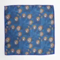 Pañuelo de bolsillo azul con estampado de plumas de pavo real para hombre, elegante y suave. - Azul