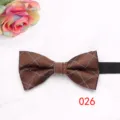 Men's stylish brown plaid bow tie for business wedding suits, classic fabric neckwear. - 026