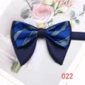 Men horn bow tie double layer blue striped fashion retro suit banquet accessories for men stylish - Color 022
