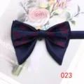 Men dual layer navy blue bow tie with red leaf pattern vintage wedding party suit accessory - Color 023