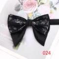 Detailed view of luxury men's double layer bow tie with jacquard pattern for formal events. - Color 024