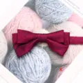 Vue de détail d'un nœud papillon double bordeaux mettant en valeur la texture du motif floral. - Style X