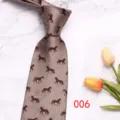 Cravate classique pour homme marron avec motif de cheval, cravate élégante de loisir. - Kaki (006)