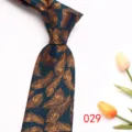 Men's business formal tie 8cm jacquard polyester silk necktie with golden feather pattern stylish - Dark Color