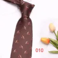 Détail de cravate homme marron avec motif de tête de cheval, élégant cravate animalier chic. - Brun Foncé (010)