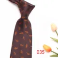 Men's brown business formal necktie with vintage leaf jacquard pattern for daily work - Dark Brown