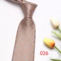 Men's brown patterned necktie, classic geometric business formal suit tie for wedding events. - 026