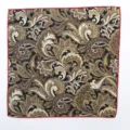 Elegante pañuelo de bolsillo vintage paisley para hombre negro marrón con borde rojo - Marrón Negro Paisley