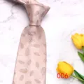 Light pink men's business casual tie with elegant leaf pattern, 8cm wide for weddings. - Light Pink Leaf Floral (006)