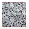 Pañuelo de bolsillo de algodón negro y blanco con estampado de cachemir y borde rojo - Cachemira Blanco y Negro