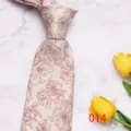 Elegant floral pattern silk necktie 8cm wide business casual wedding tie close up detail - Red Floral Print (014)