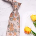 Men floral silk tie 8cm width business casual wedding necktie pink floral design - Pink Small Floral (018)