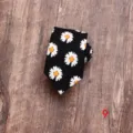 Heren katoenen bedrukte das met wit madeliefje bloemenpatroon, stijlvol smal dasontwerp. - Stijl 9
