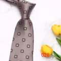 Classic men's floral necktie in brownish grey, stylish 8cm width design for business and casual wear. - Brown Gray Twill Floral (028)