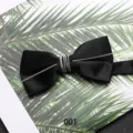 Cravatta a farfalla uomo nera con catena argento elegante per matrimonio lavoro 001 - 001 Stile Catena