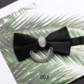 Farfallino uomo nero matrimonio strass cristallo cravatta formale accessorio sposo - 003 Stile Ciondolo Strass