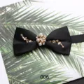 Farfalla nera da uomo con perla strass e ramo dorato per abito da sposa cerimonia - 006 Stile Foglia Metallo Perla