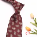 Classic men's red paisley silk tie business casual wedding necktie with elegant floral pattern. - 011 (Burgundy Paisley)