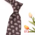 Brown paisley silk necktie for men, elegant business casual wedding tie, stylish design. - 013 (Dark Brown Paisley)