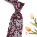 Classic men's paisley necktie in burgundy with silver floral pattern, ideal for business wear and weddings. - 014 (Dark Red Floral)